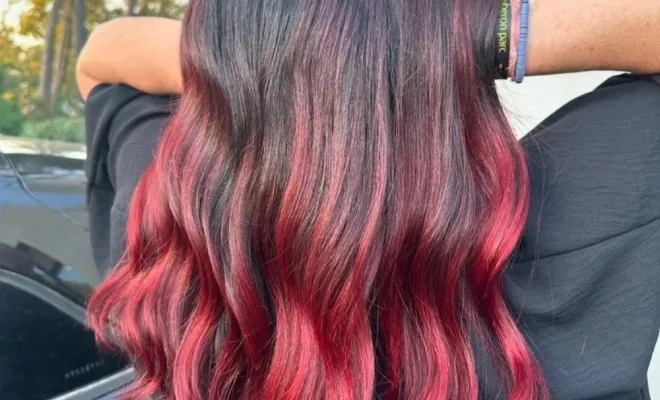 Ombré hair rouge sur cheveux bruns à vers Blaussac